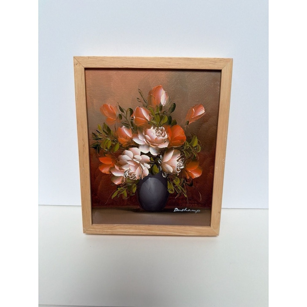 Vintage Signed Duchamp Floral Still Life Oil Painting